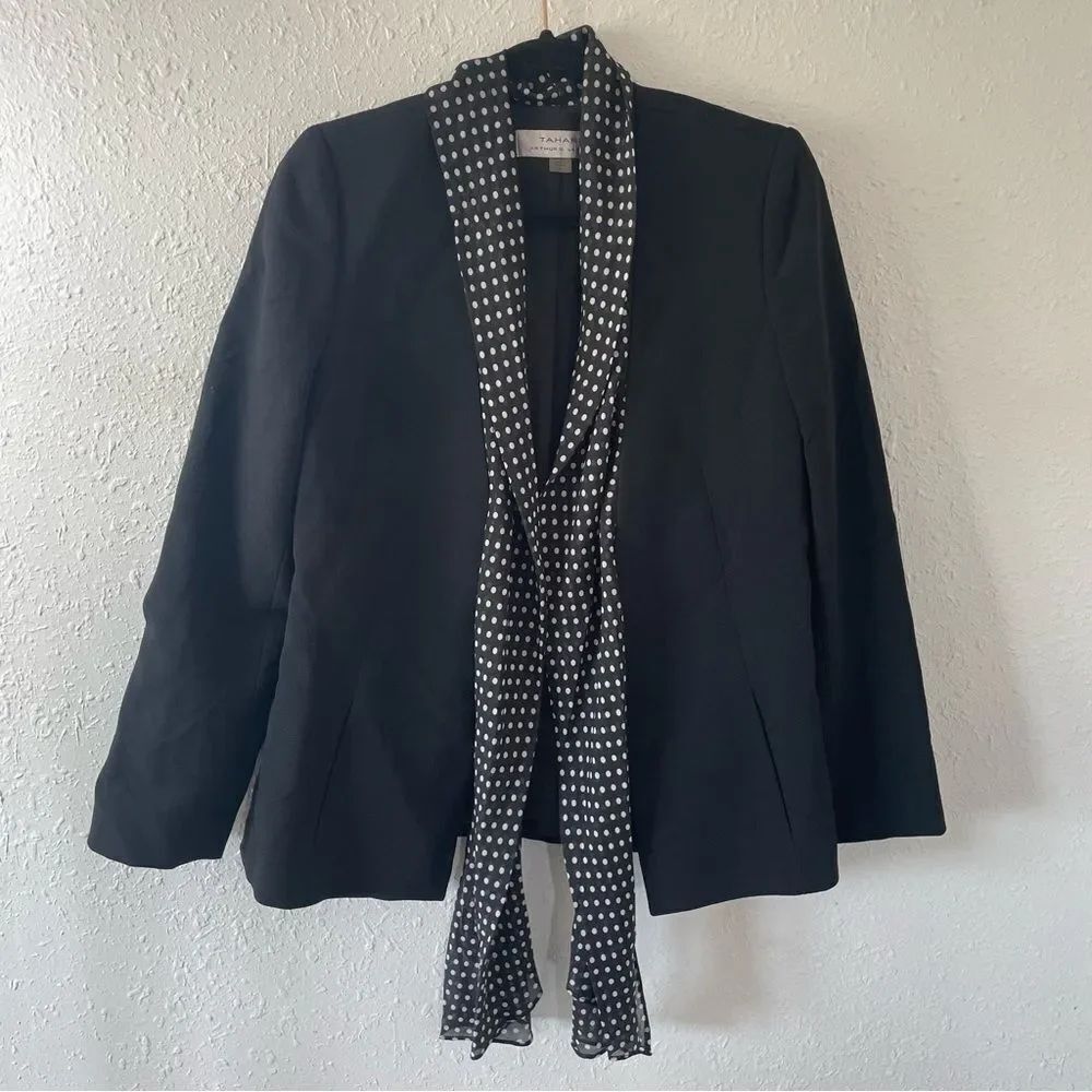 Tahari Arthur S. Levine Black Blazer w/ polka dot scarf